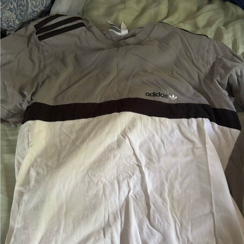 Adidas Men's Two-Tone Gray and White Tee